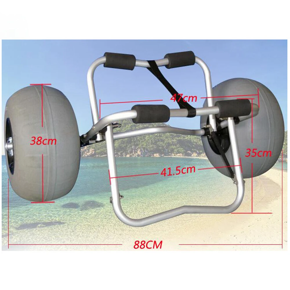 Inflatable Wide Wheel Canoe Boat Cart Carrier Small Fishing Boat Transport Mount Cart Surf Board Single Beach Board Trolley