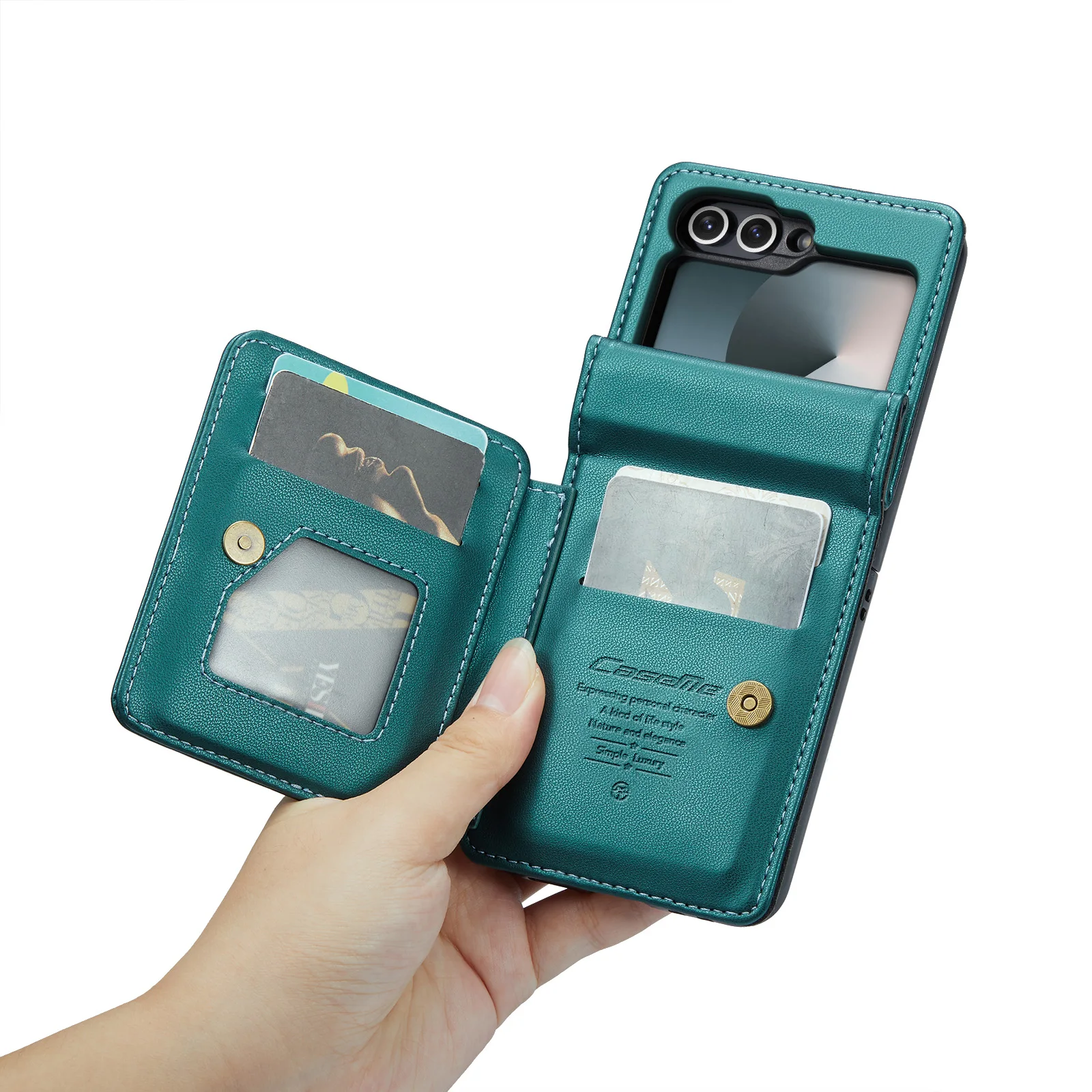 Leather Wallet Cards Solt Holder Case for Samsung Galaxy Z Flip 7 6 5 7fe 5G Flip6 Purse Pocket Bag RFID Multifunctional Cover