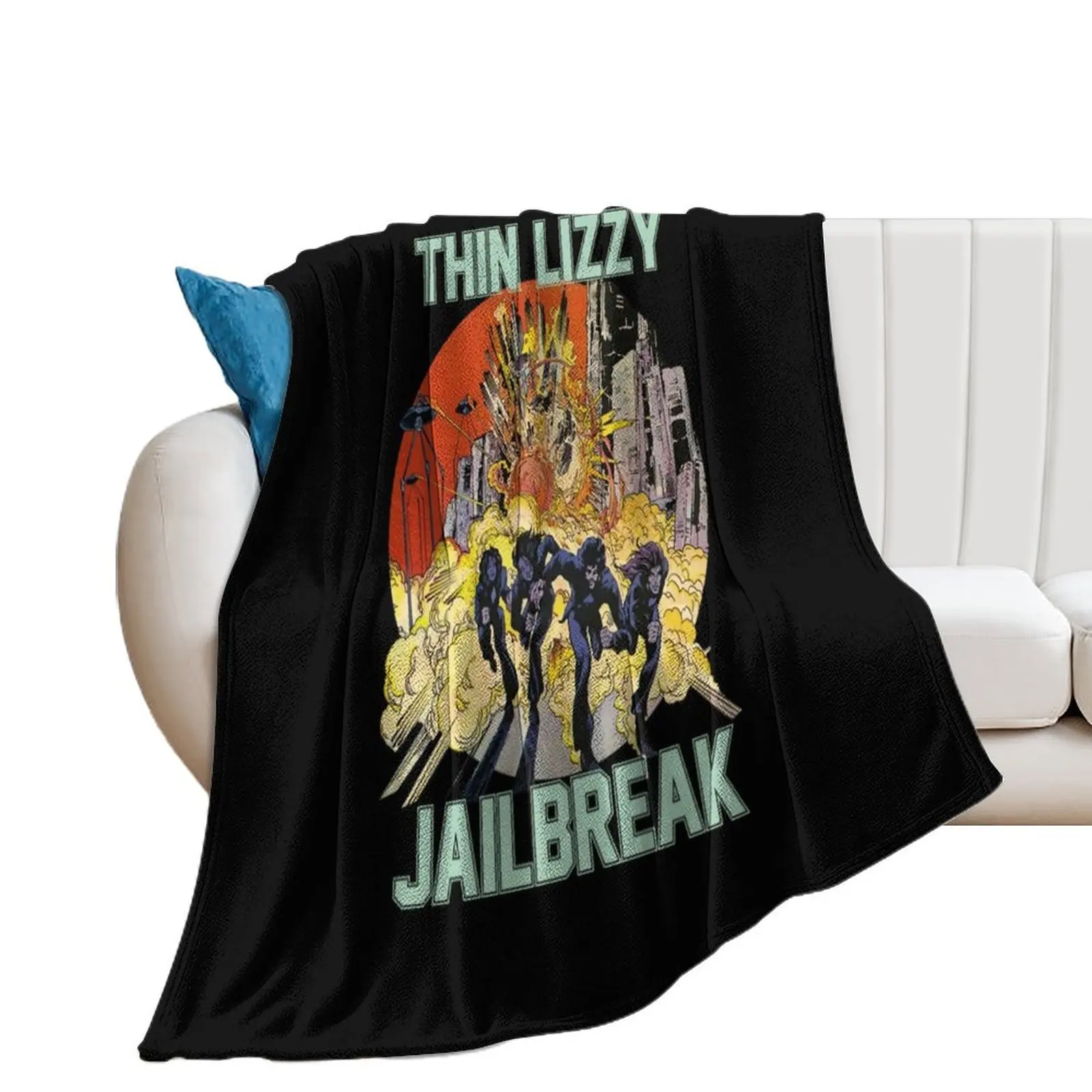 Thin Lizzy Jailbreak Explosion Vintage Gift For Fans, Gift For Men and Women, Gift Halloween Day, Thanksgivin Throw Blanket