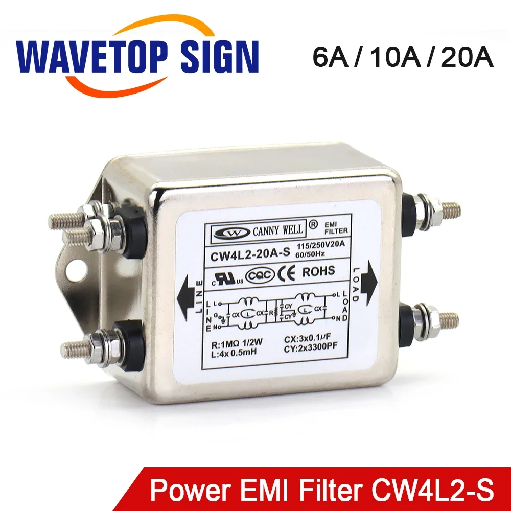 SignkoRay CANNY WELL CW4L2-20A-S EMI Power Filter Single Phase CW4L2-10A-S CW4L2-6A-S AC 115V / 250V 20A 50/60Hz