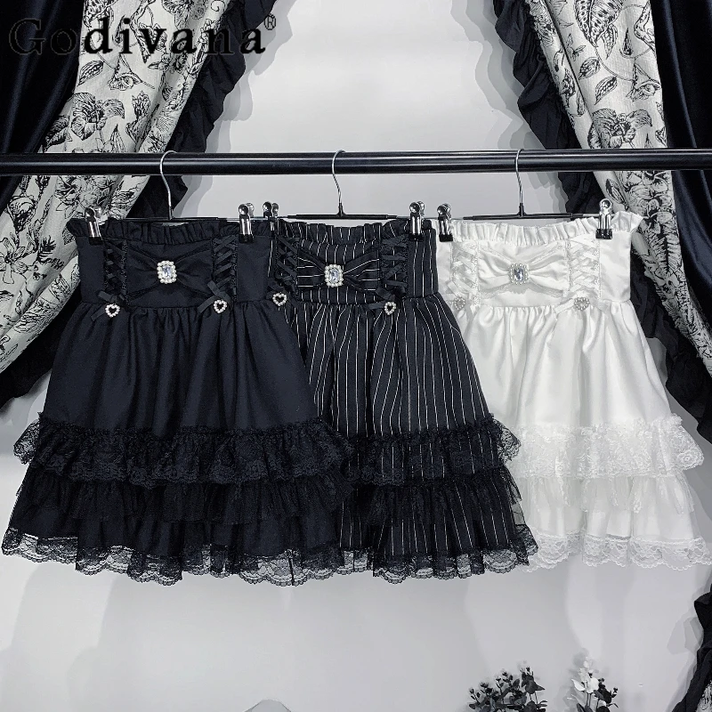 

Японская милая юбка Лолиты массового производства, весенне-осенняя новая тонкая мини-юбка с высокой талией для девочек, вязаный свитер, пуловер