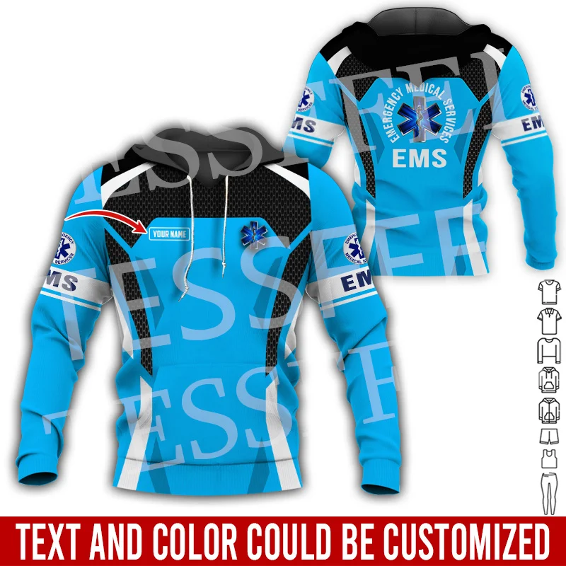 Custom Name Cosplay EMS EMT Medical Paramedic Nurse Worker Tattoo Retro 3DPrint Pullover Harajuku Jacket Casual Funny Hoodies 33