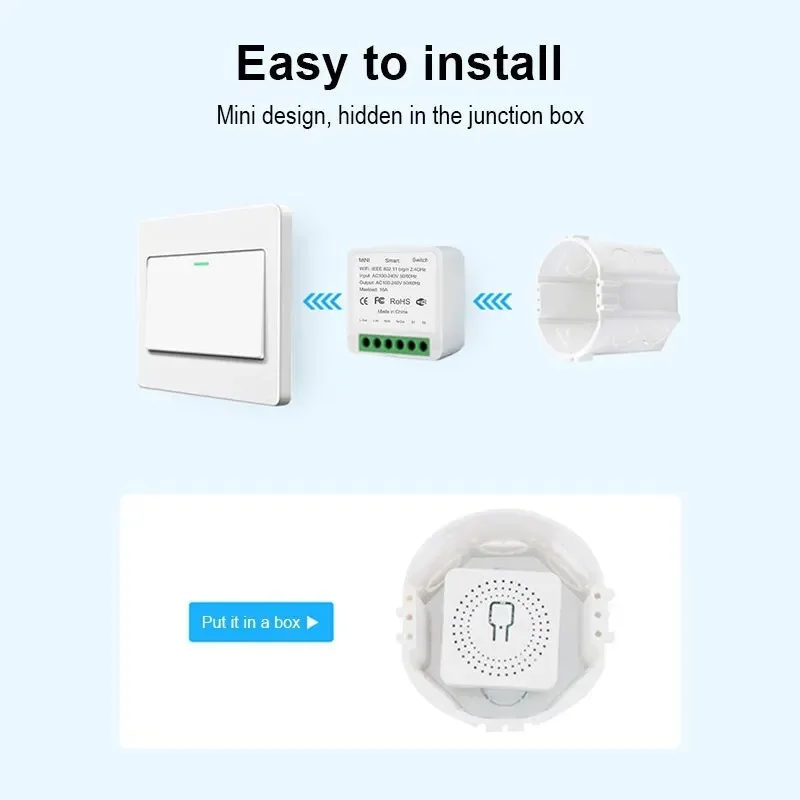 16A Wifi Smart Switch Smart Home Light Switches Module 2 Way Control Work with Tuya Smart Life Alexa Google Home Switch