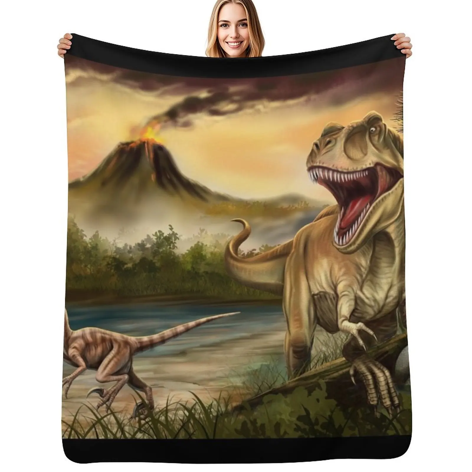 Predator Dinosaurs Throw Blanket Soft Warm Blanket Gift for Grandparents