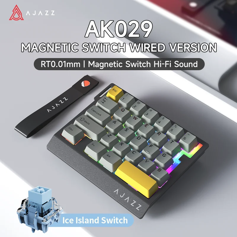 AJAZZ AK029 Bedraad professioneel gamingtoetsenbord, 29-toetsen lay-out met 20 RGB-lichteffecten, volledig hot-swappable, gevlochten kabel