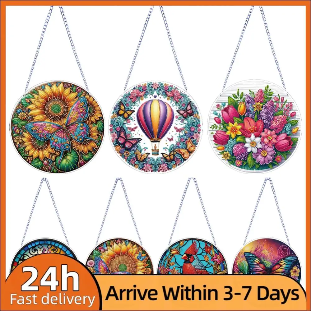 

Flower Bird Theme 2D/Flat DIY Hanging Diamond Art Kits Special Shape Crystal Painting Ornament Window Hanging Art for Home Decor