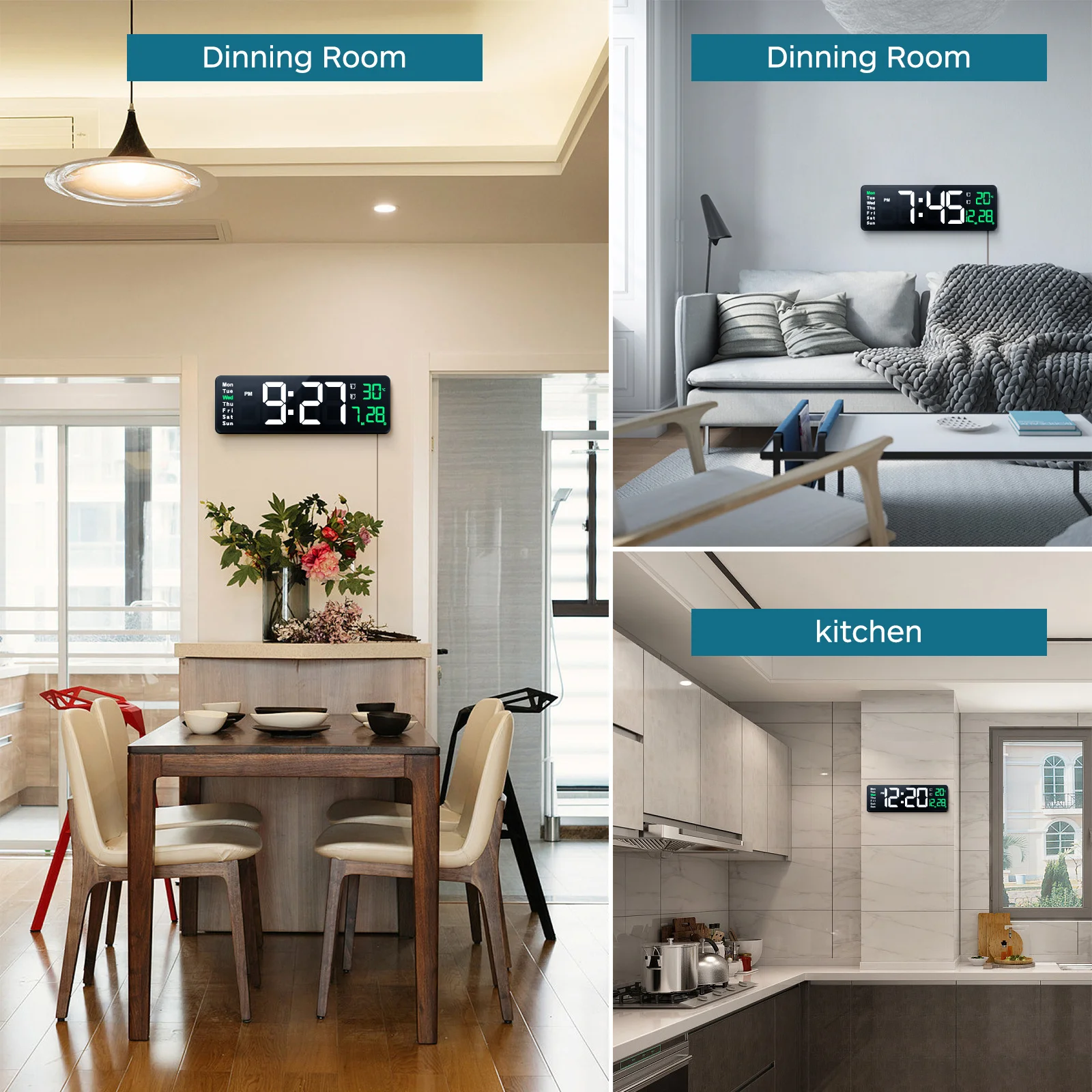 

1Pcs Large Digital Wall Clock LED Display 39cm Multi-Function Calendar Alarm Countdown Temperature Date Remote Control