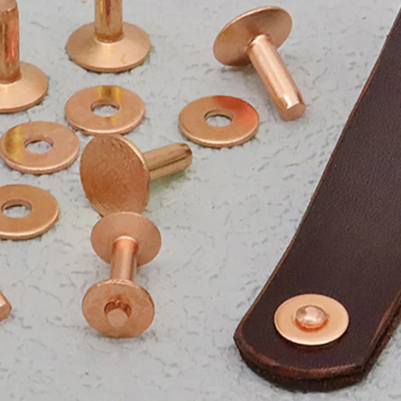 10 set di rivetti rivetti fissi in rame per pelle con rondelle per rivetti fai da te fissi articoli in pelle vintage fai da te