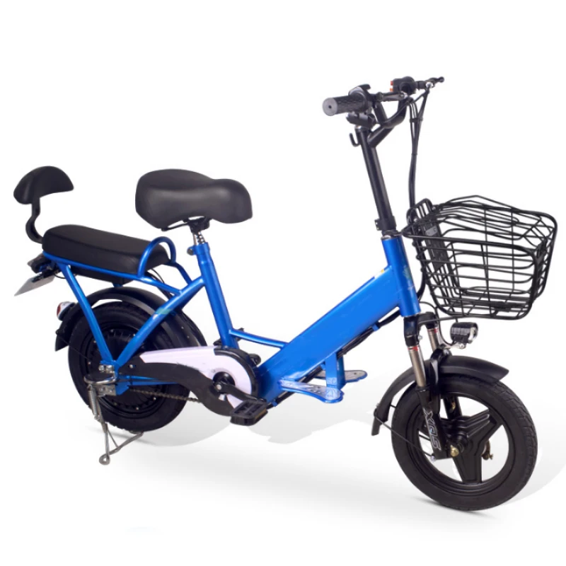 Manufacturer,OEM,14 Inch Household Electric Bicycle Storage Basket E-bike Two Seat 350W Lithium Battery Rider Electric Bike