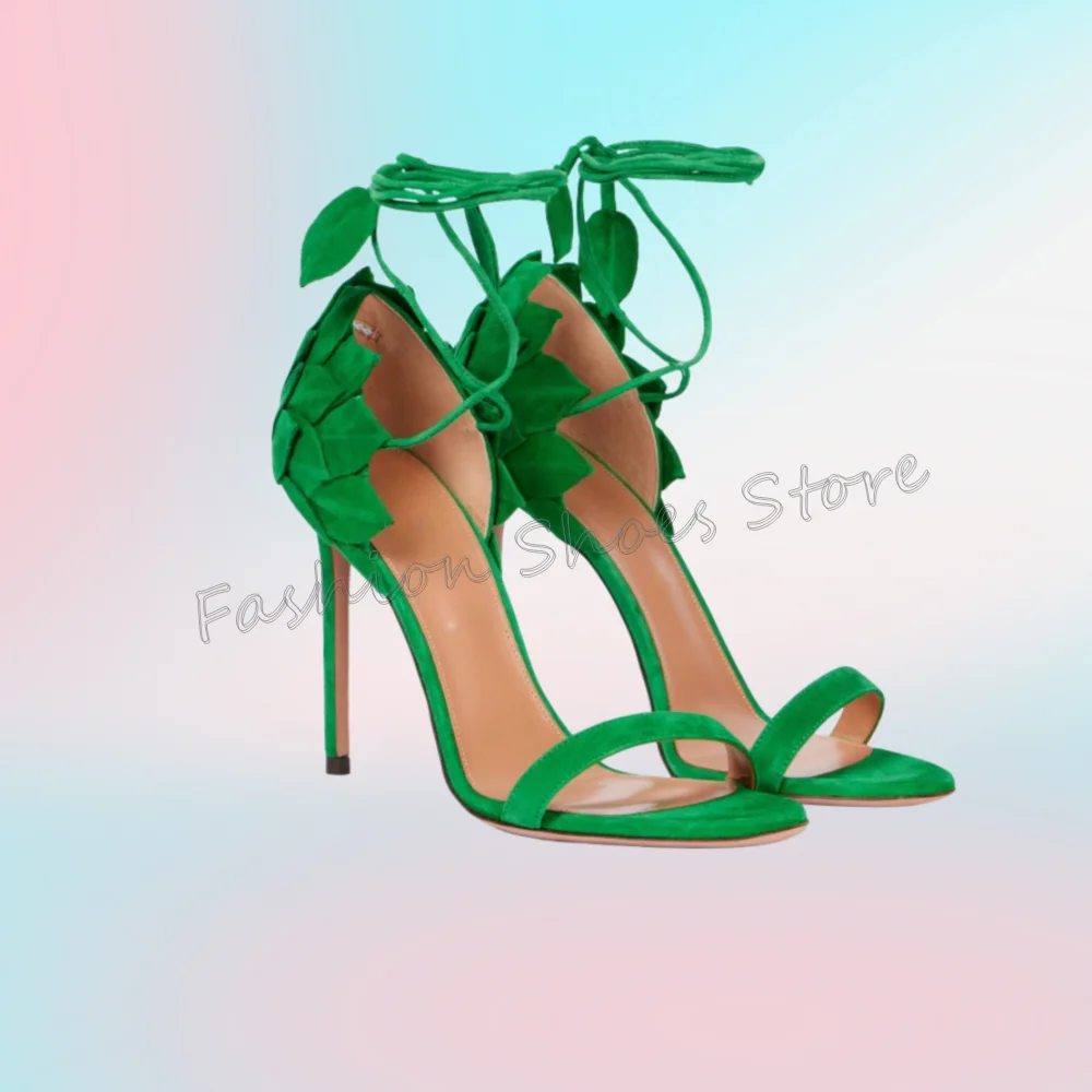

Green Open Toe Lace up Sandals Women Shoes Fashion Stilettos High Heels Party Banquet Dating 2025 Zapatos Para Mujere