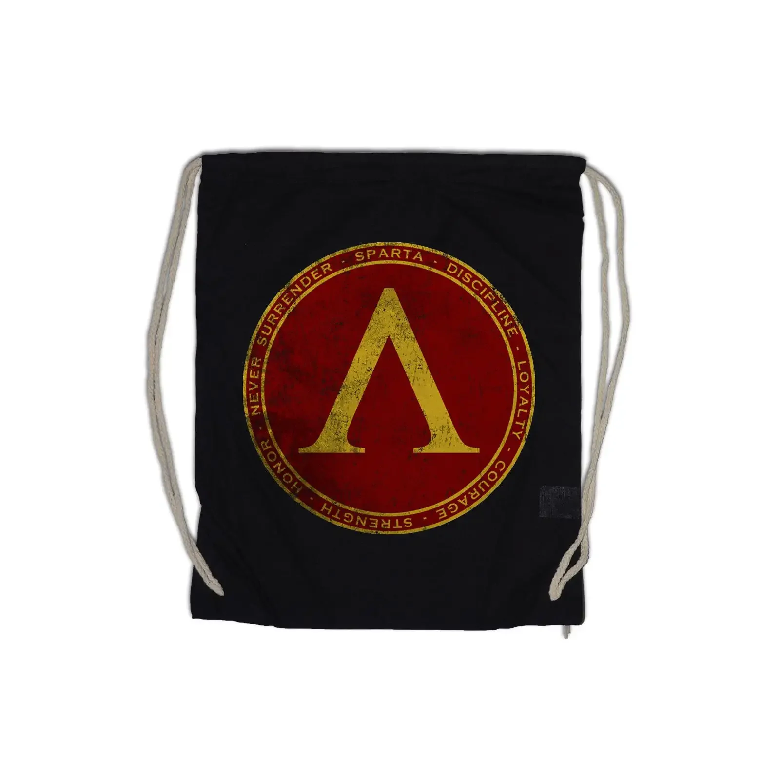 Sac de sport Spartan Lambda Logo avec cordon de serrage 300 Leonidas Never Surrender Discipline Strength Courage Sports Sack vintage Washed