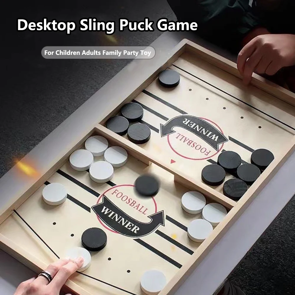 Fast Sling Puck Game Paced Wooden Table Hockey Winner Games Interactive Toy Fast Sling Puck Board Game Toys For Children