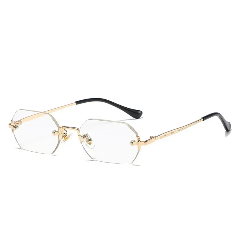 Vintage Randlose Polygon-Sonnenbrille für Damen und Herren Luxusmarken-Designer Beliebte Reise-Sonnenbrille mit Kleinem Rahmen für Damen
