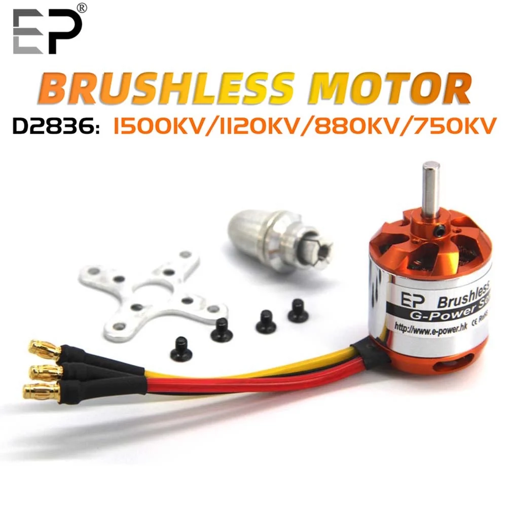 RC Motor D2836 2836 750KV 880KV 1100KV 1500KV Brushless Motor 4S Lipo 4mm Shaft Diameter Suitable for 40A ESC Fixed-Wing Drones