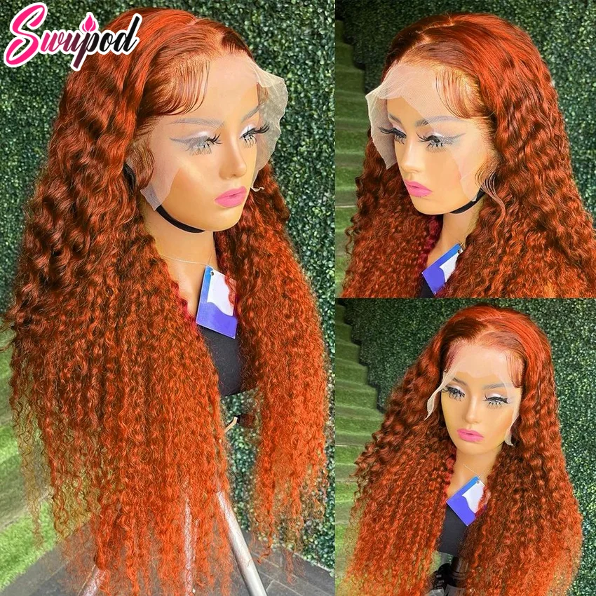 Ingwer Orange HD 13x4 13x6 Front Perücken Transparente Spitze Frontal Perücke Echthaar Knochen Tiefe 360 Volle Echthaar Lace Front Perücke