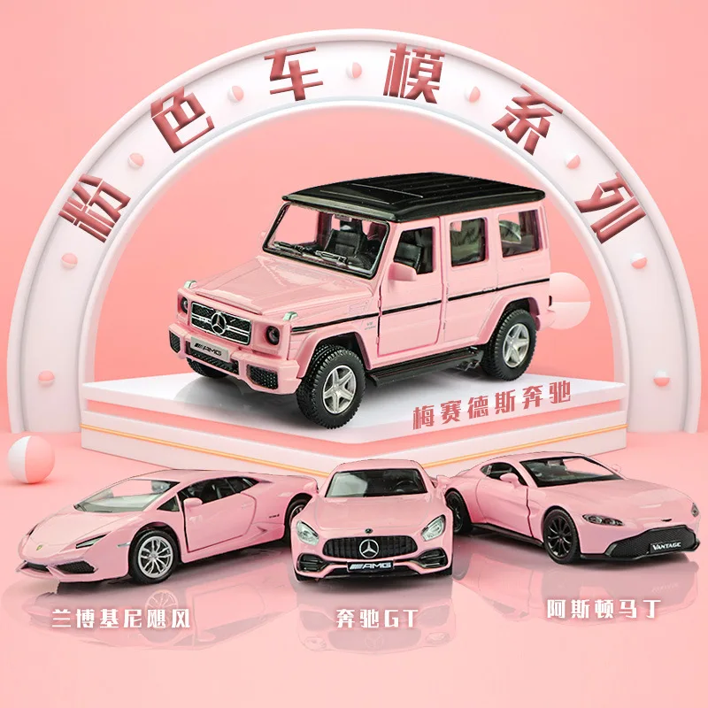 

MaKeda1:36 Pink Benz Diecast Alloy Model Car Children Lighting and Music Simulation Car Collection Model Presents AGirl Toy Gift