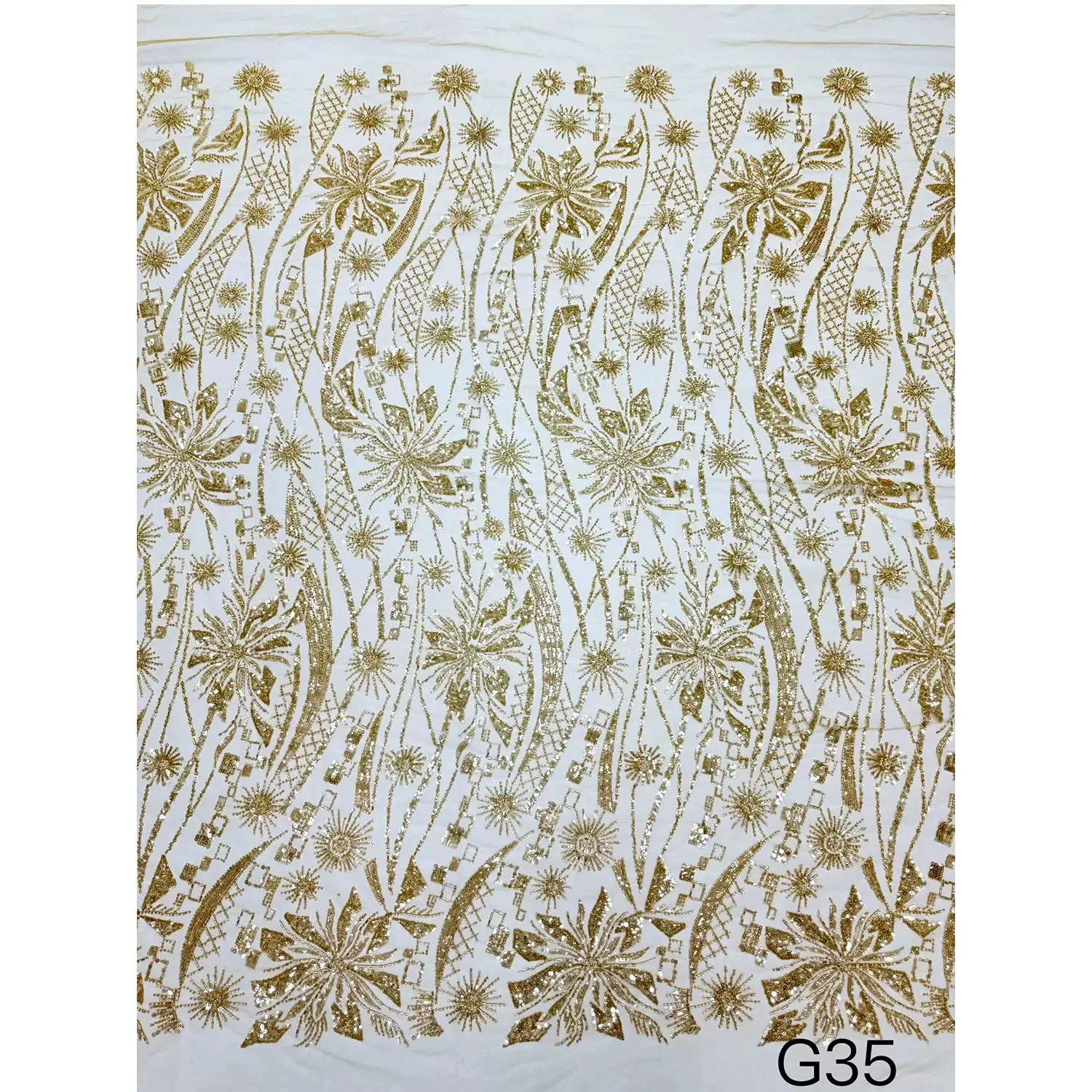 

1yard soft Lace fabric Geometric pattern sequin embroidery tela Wedding dress cheongsam diy fabrics for sewing