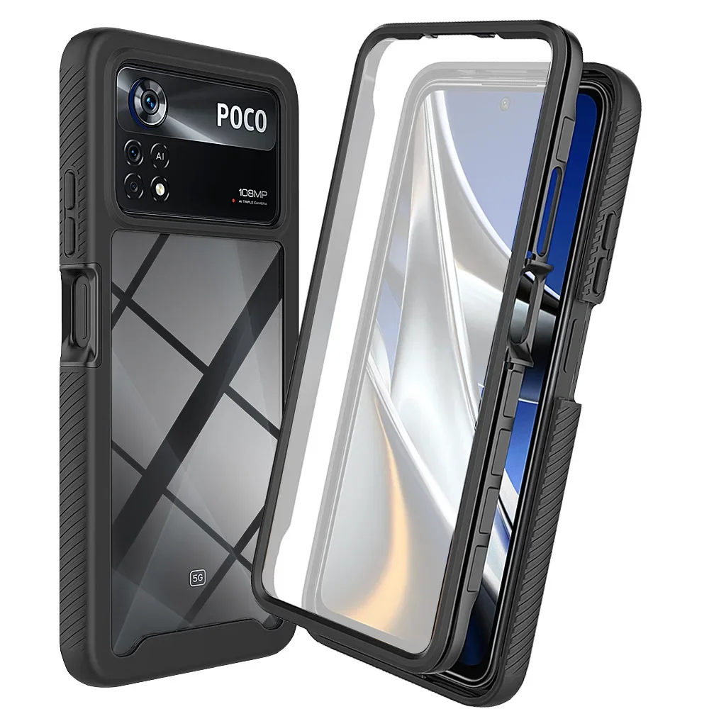 

Hybrid TPU/PC Case for Xiaomi Poco X4 Pro 5G Built-in Screen 360Degree Protection Shockproof Cover For Xiaomi Poco X3 Pro NFC