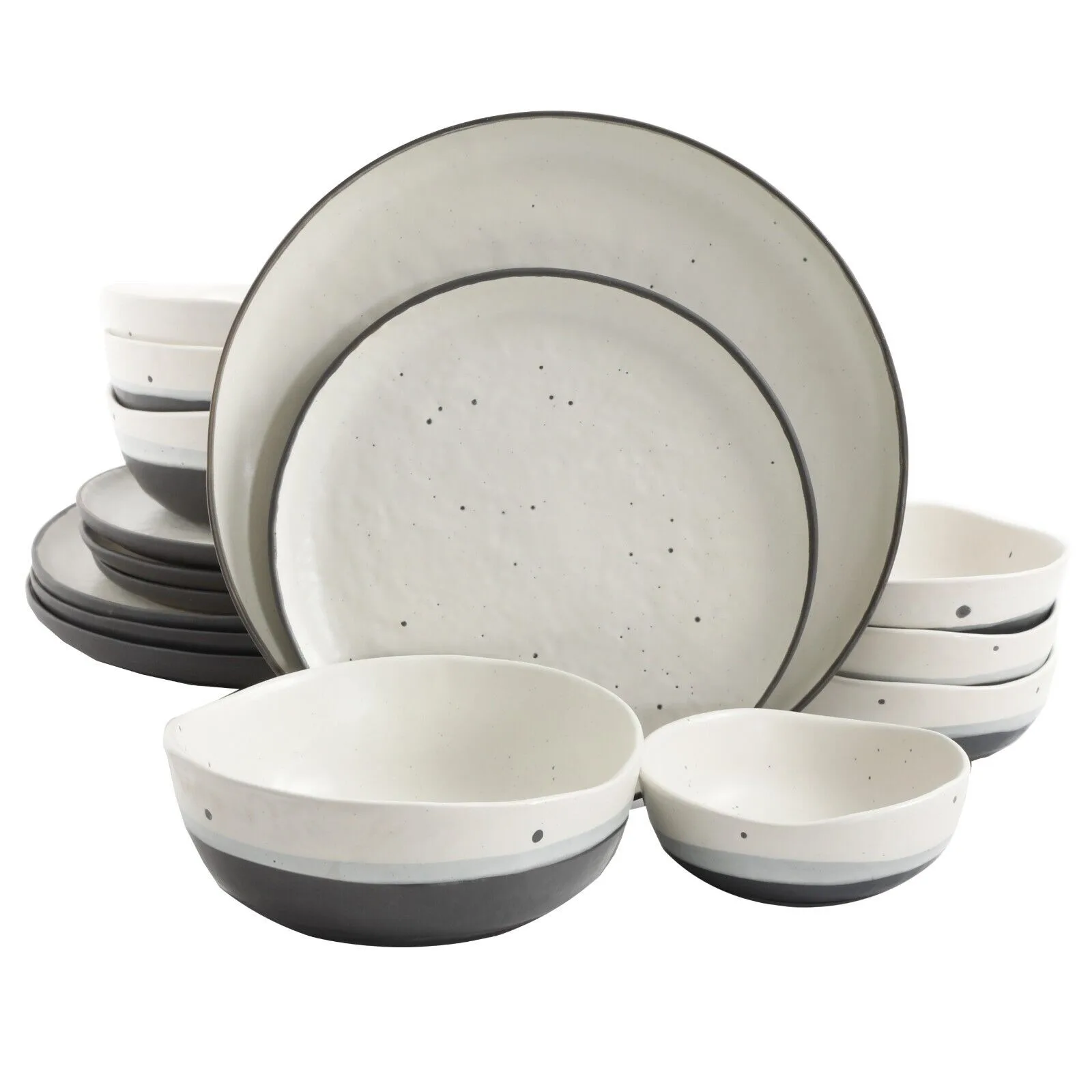 

US Rhinebeck 16-Piece Double Bowl Stoneware Dinnerware Set