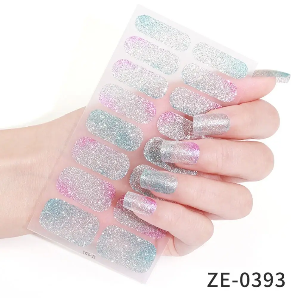 5 fogli strisce adesivi per unghie in gel colori sfumati strisce di smalto gel scintillanti semplici adesivi per nail art fai da te NAil Art Making