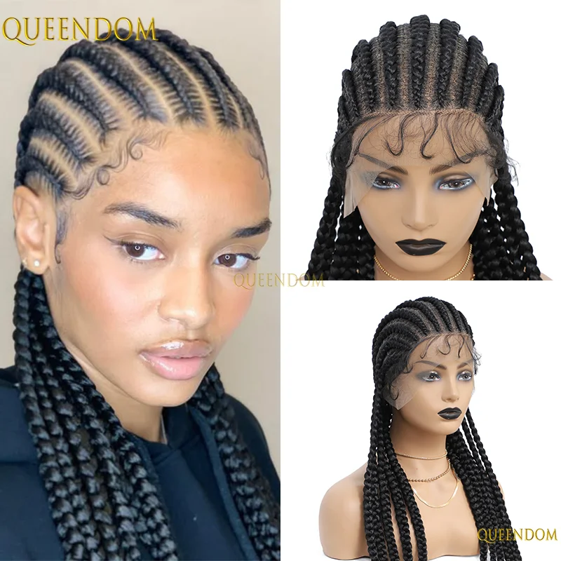 36 "شعر مستعار اصطناعي للنساء السود الدانتيل الجبهة الباروكات كورنو الضفائر الدانتيل الباروكات الضفائر أفريقيا الباروكات