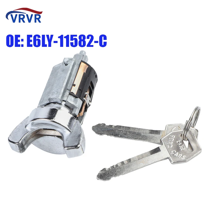 

VRVR E6LY-11582-C E6LY11582C Ignition Switch Lock Cylinder With 2 Keys E6VZ11582A For 1985-1993 Ford T-Bird More shd6