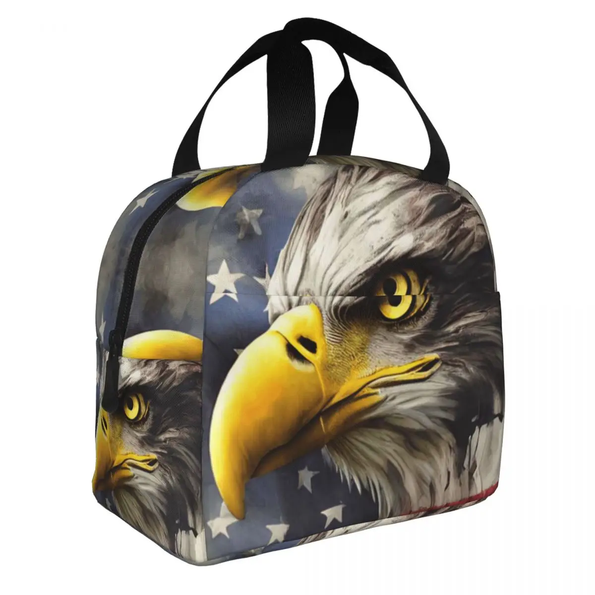 

American Bald Eagle Lunch Bento Bags Portable Aluminum Foil thickened Thermal Cloth Lunch Bag for Women Men Boy