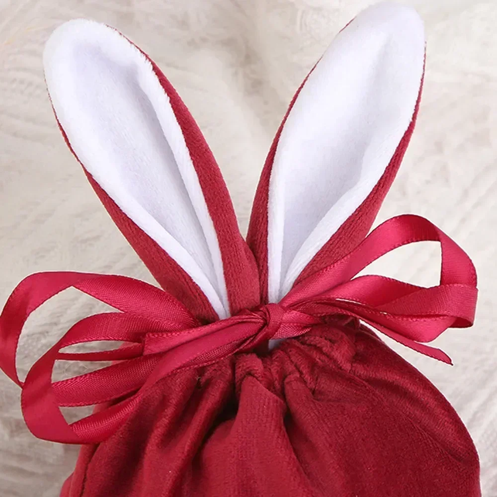 Easter Bunny Rabbit Bags Ears Velvet Bag Gift Box Sugar Box Wedding Candy Box Creative Cute Easter Decorations