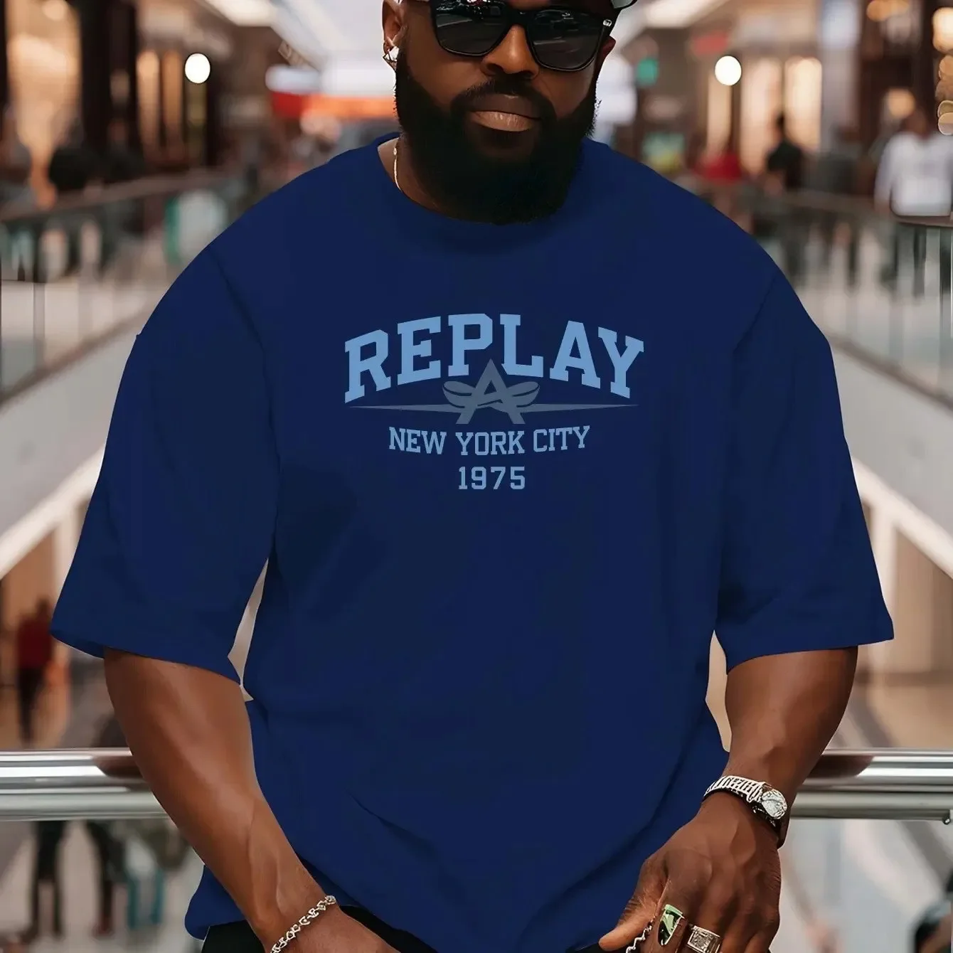 Camiseta 3D de verano para hombre, combinada con ropa de manga corta con letras REPLAY a la moda para hombre, tendencia callejera Harajuku