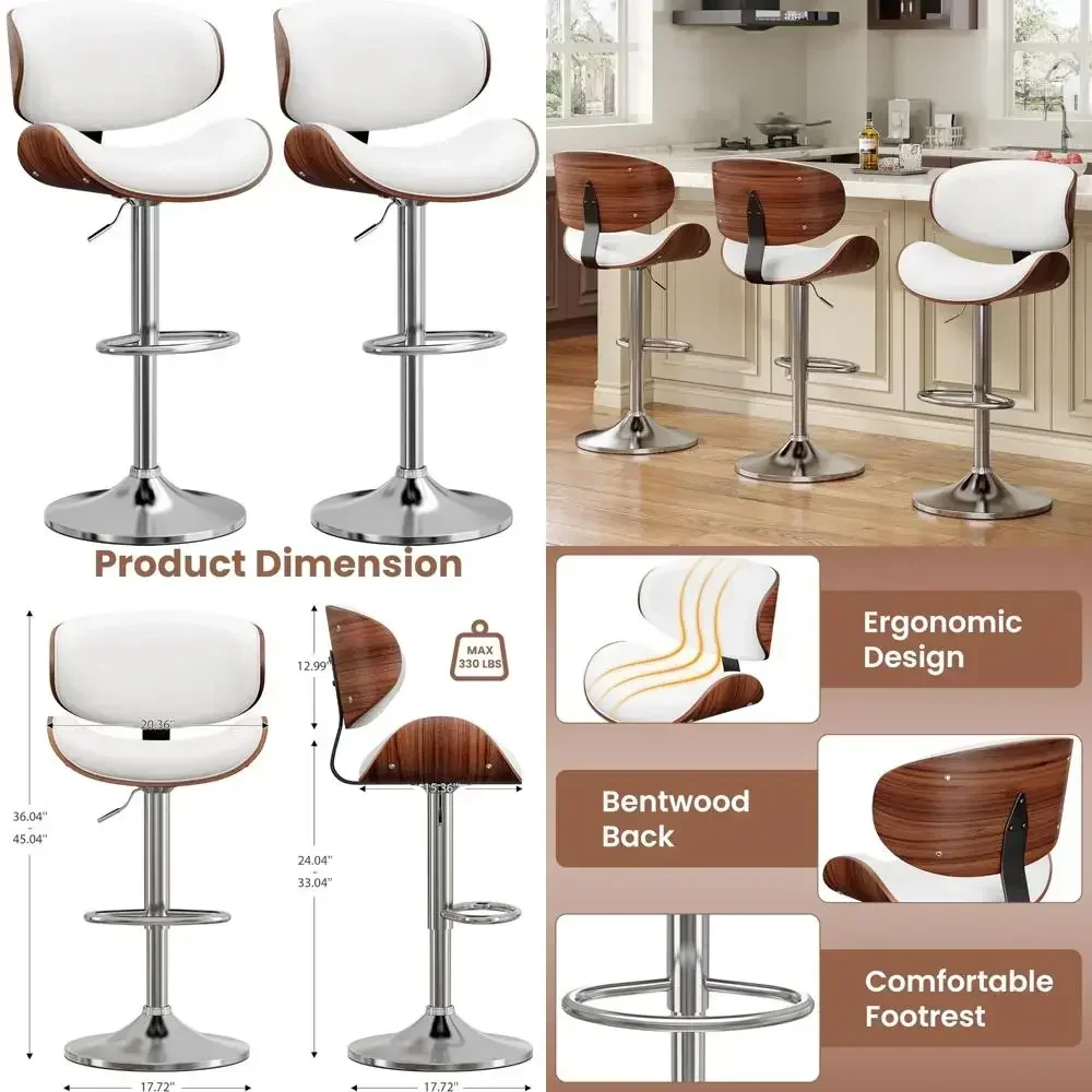 

Горячая распродажа: Пара регулируемых по высоте вращающихся барных стульев с сиденьями и спинками из искусственной кожи.