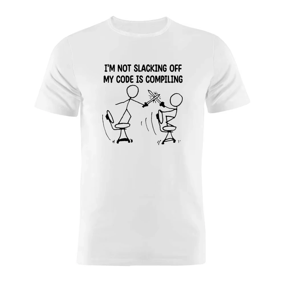 

Футболка унисекс из чистого хлопка с надписью «Кодер, разработчик, программист», прикольная футболка с надписью «Код компилируется», подарочная футболка с художественным оформлением