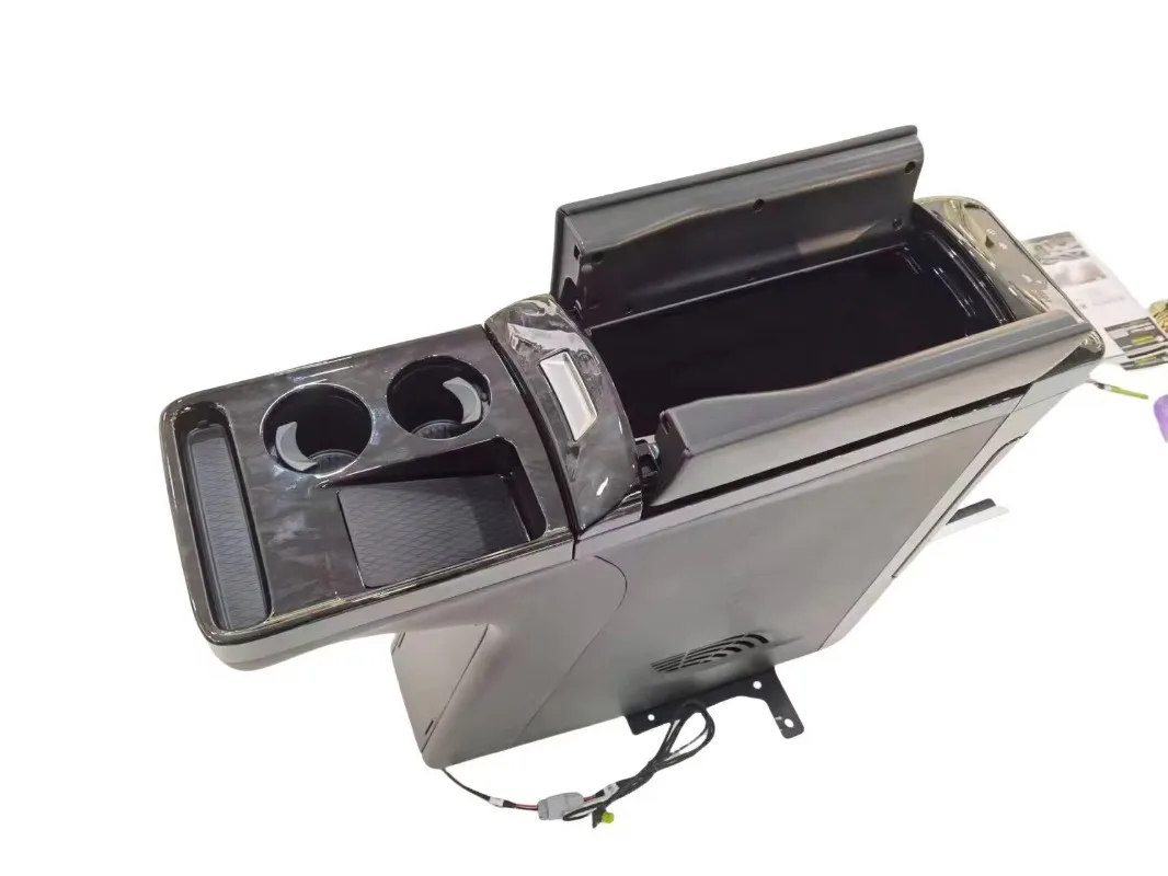 High Quality Luxury ABS Car Armrest Console Box Interior Kits with AC 220V Refrigerator Accessory for Front Multivan T6