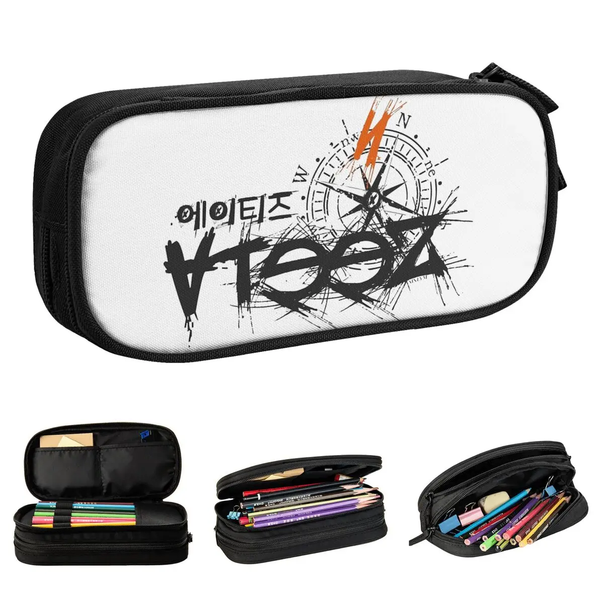 ateez graffiti design lapis case kpop lapis pen box para estudante bolsa de grande capacidade para estudantes papelaria escolar presentes novo 01