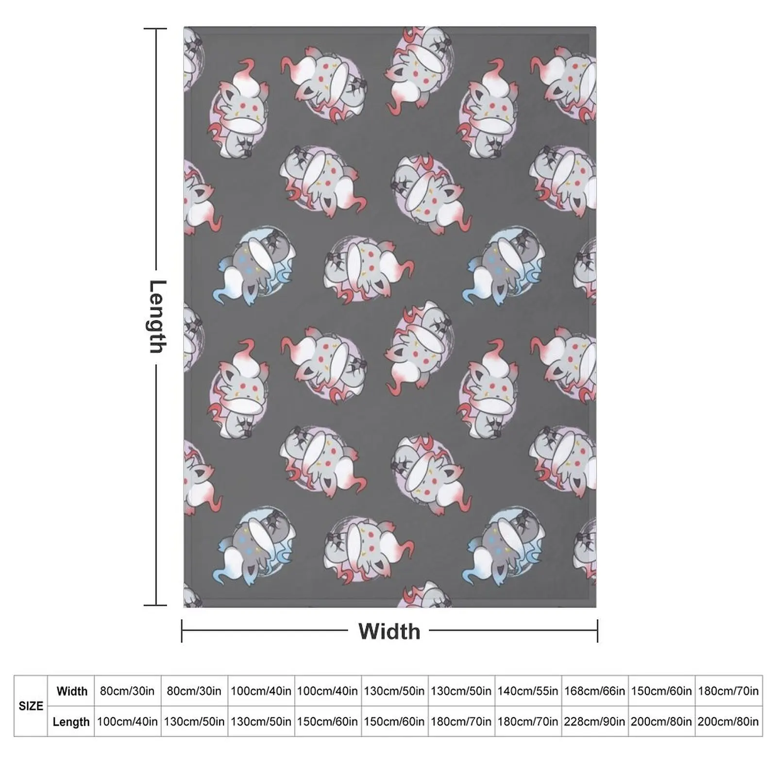 Hisuian Zorua Seamless Pattern Throw Blanket Large Hair Flannel Fabric Blankets