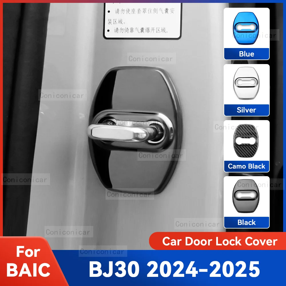 

Auto Car Door Lock Protect Cover Emblems Case Stainless Steel Decoration For BAIC BJ30 2024 2025 Protection Accessories