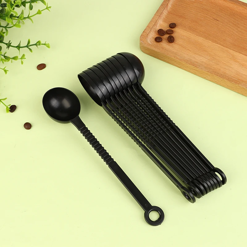 [E]10pcs Plastic Long Handle Measuring Spoon Milk Powder Scoop Milktea Powder Scooper Baking Coffee Milk Tea Measure Baking Tool