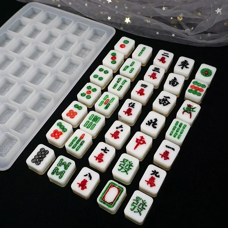 

DIY Silicone Small Mahjong Mold Crystal Drop Gel High Mirror Idea Handmade Mold Dried Flower Resin Decorative DIY Hand Crafts