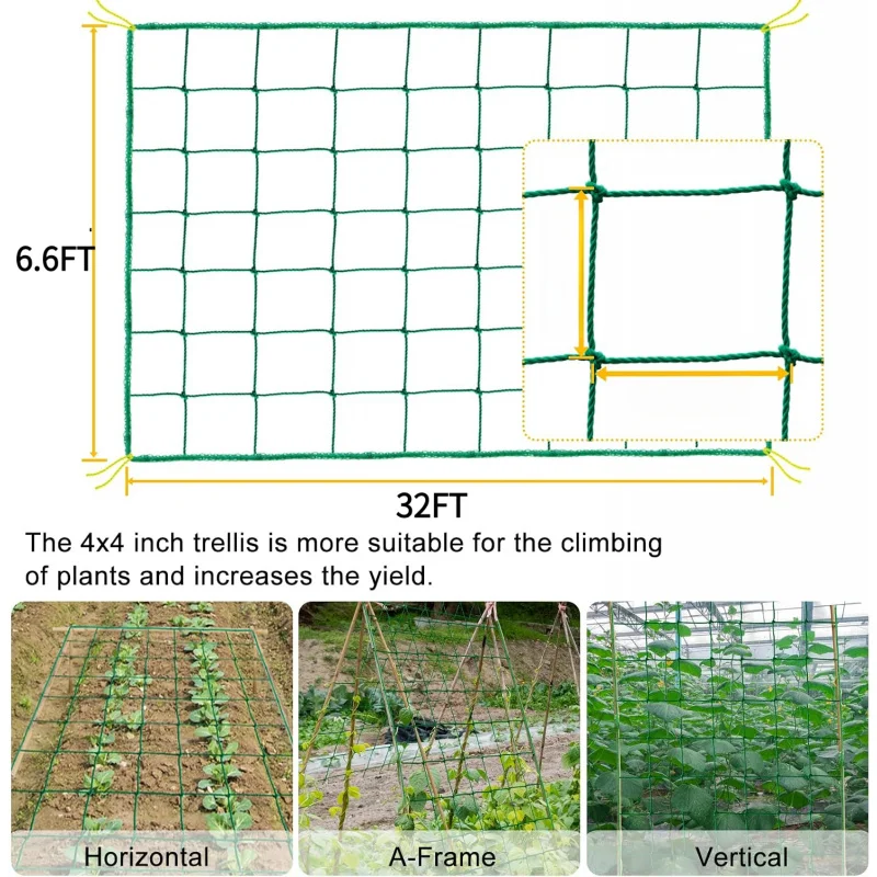 Vegetable climbing grid support, outdoor gardening fixing accessory, plant net suitable for cucumbers, tomatoes, grapes, and bea