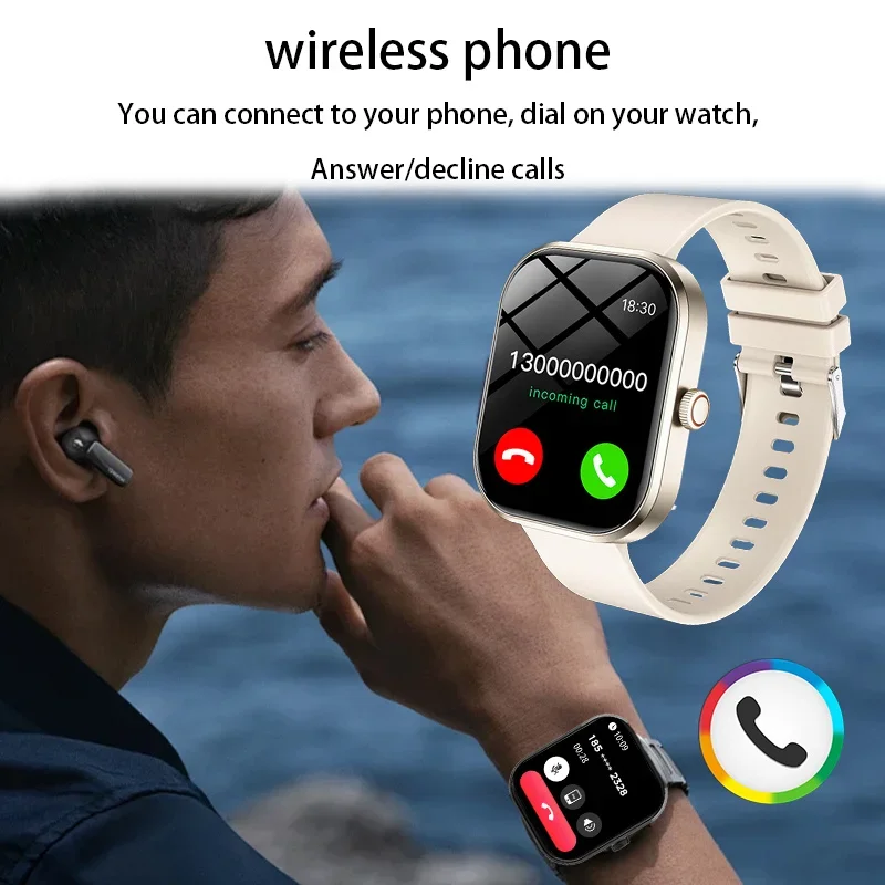 The smart watch has wireless callingmultiple sports modessedentary reminderweather forecast and message notification functions.