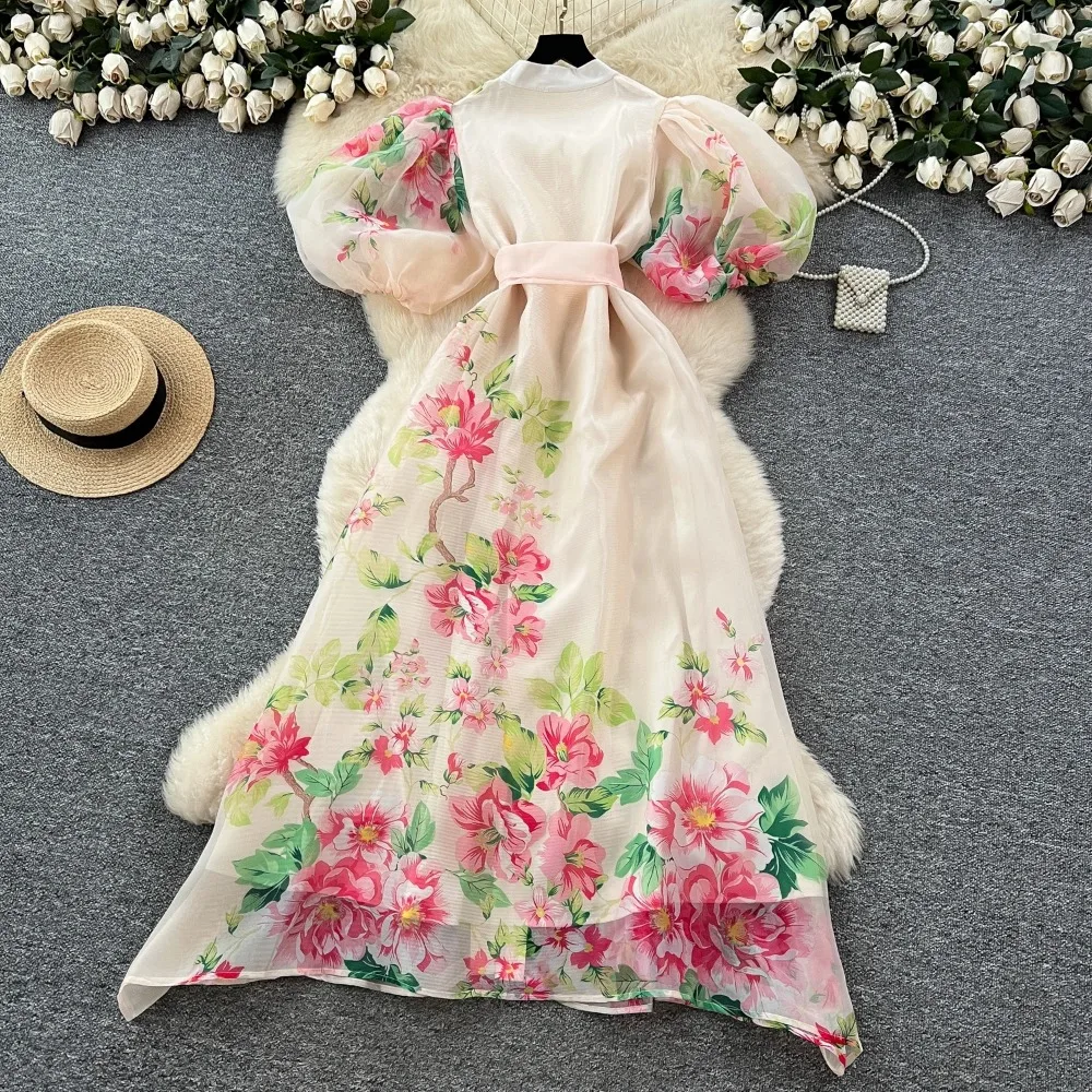 Chic vintage sexy scollo a V tridimensionale impiombato fata estate donna Boho vestito estivo abbigliamento donna abito lungo