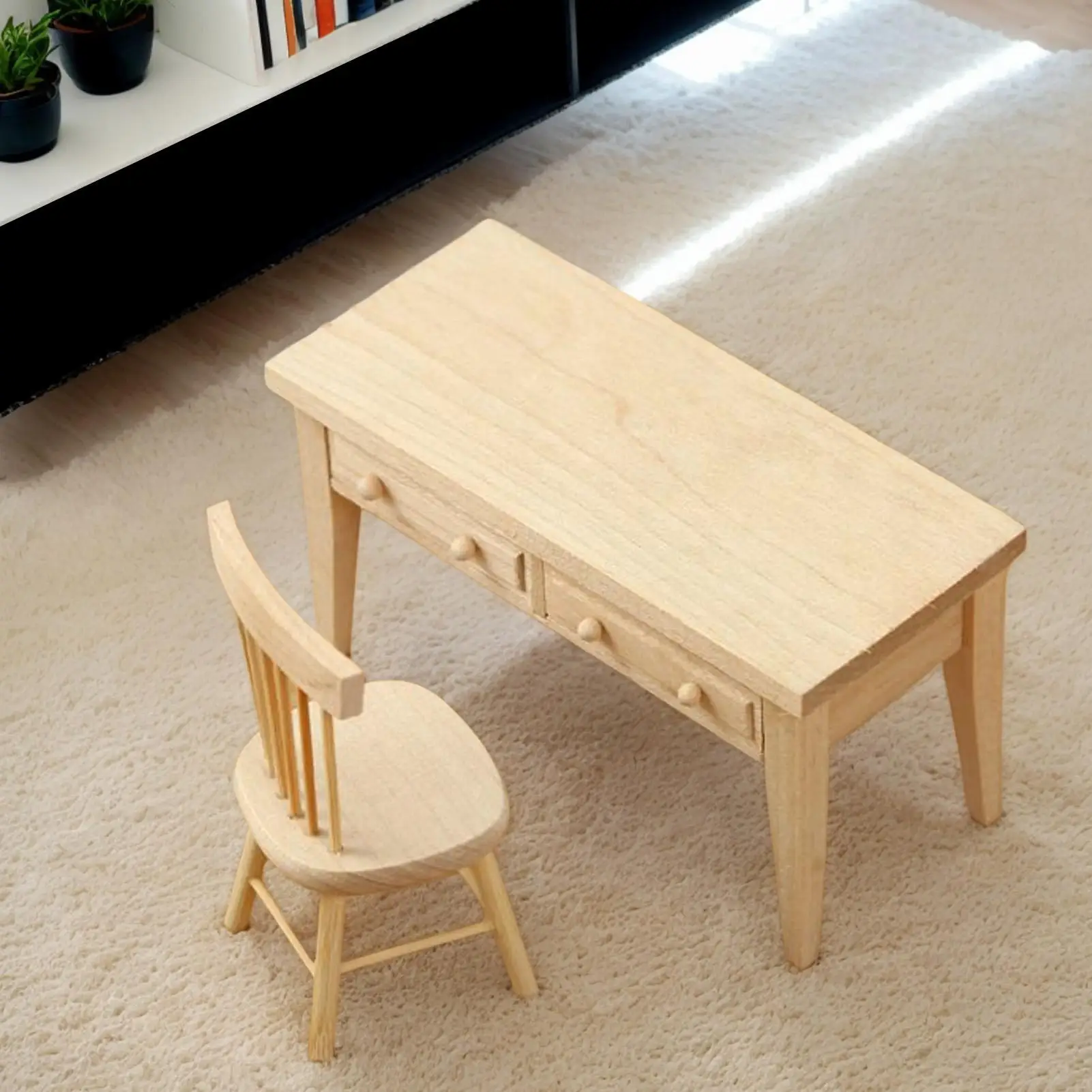 

Tiny Furniture Miniature Table Chair Set 1/12 ScaleTiny Ornaments Decor Accessories for Architectural Model Making Toy Display