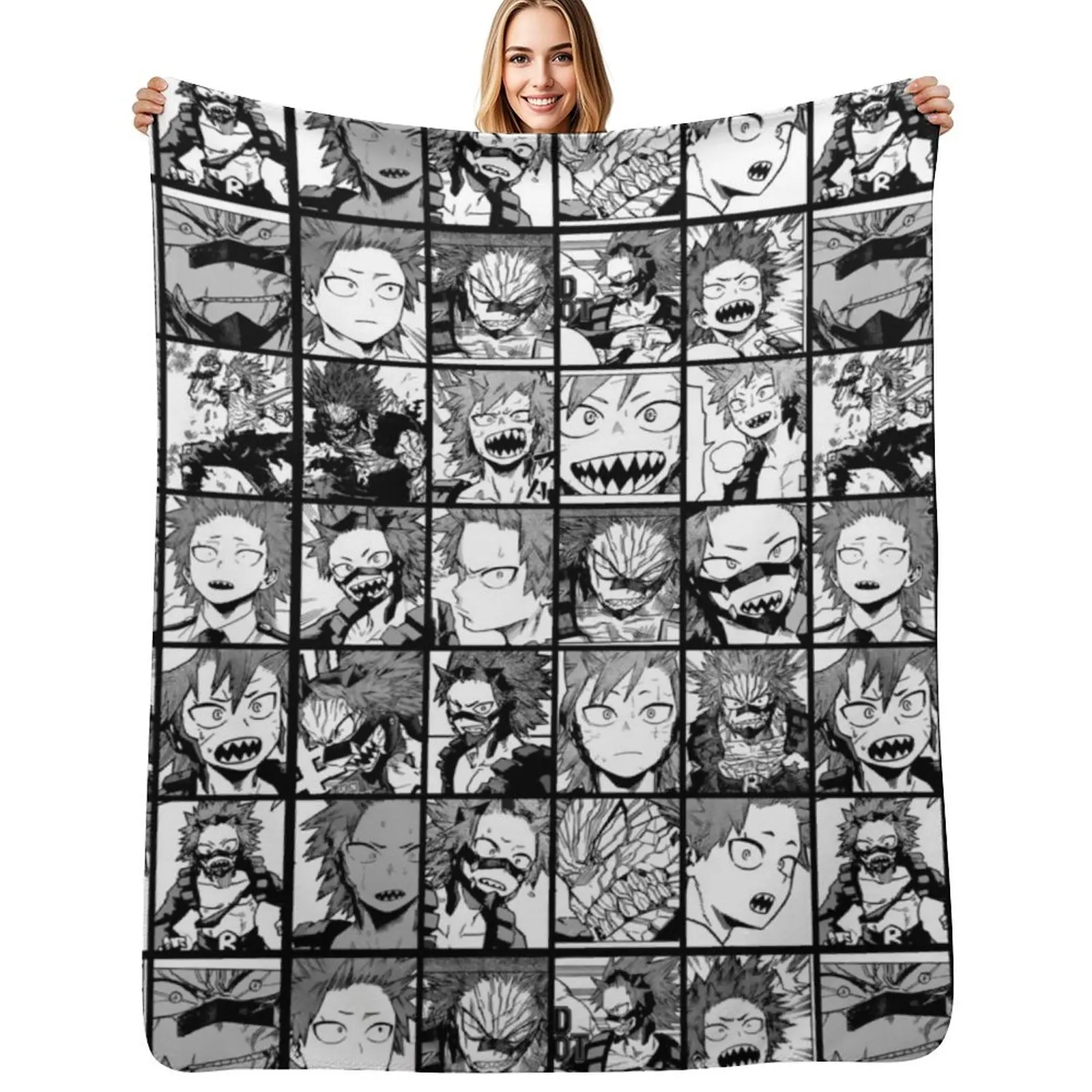 Kiri manga panels black and white version Throw Blanket Cozy Light Blanket for Travel Camping Picnic