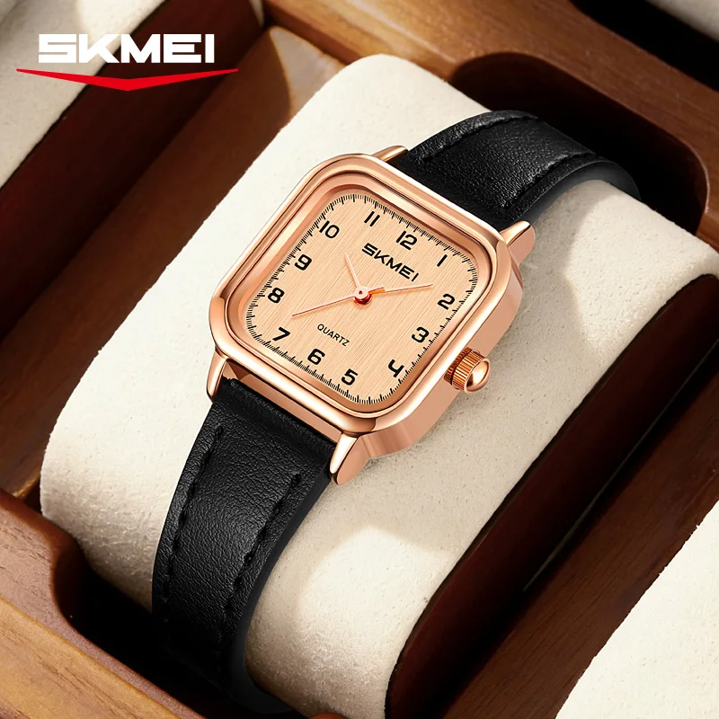 SKMEI 2579 Elegant Ladies' Quartz Wristwatch Minimalist Square Dial Watch Leather Strap Business  Fashion Watches for Woman