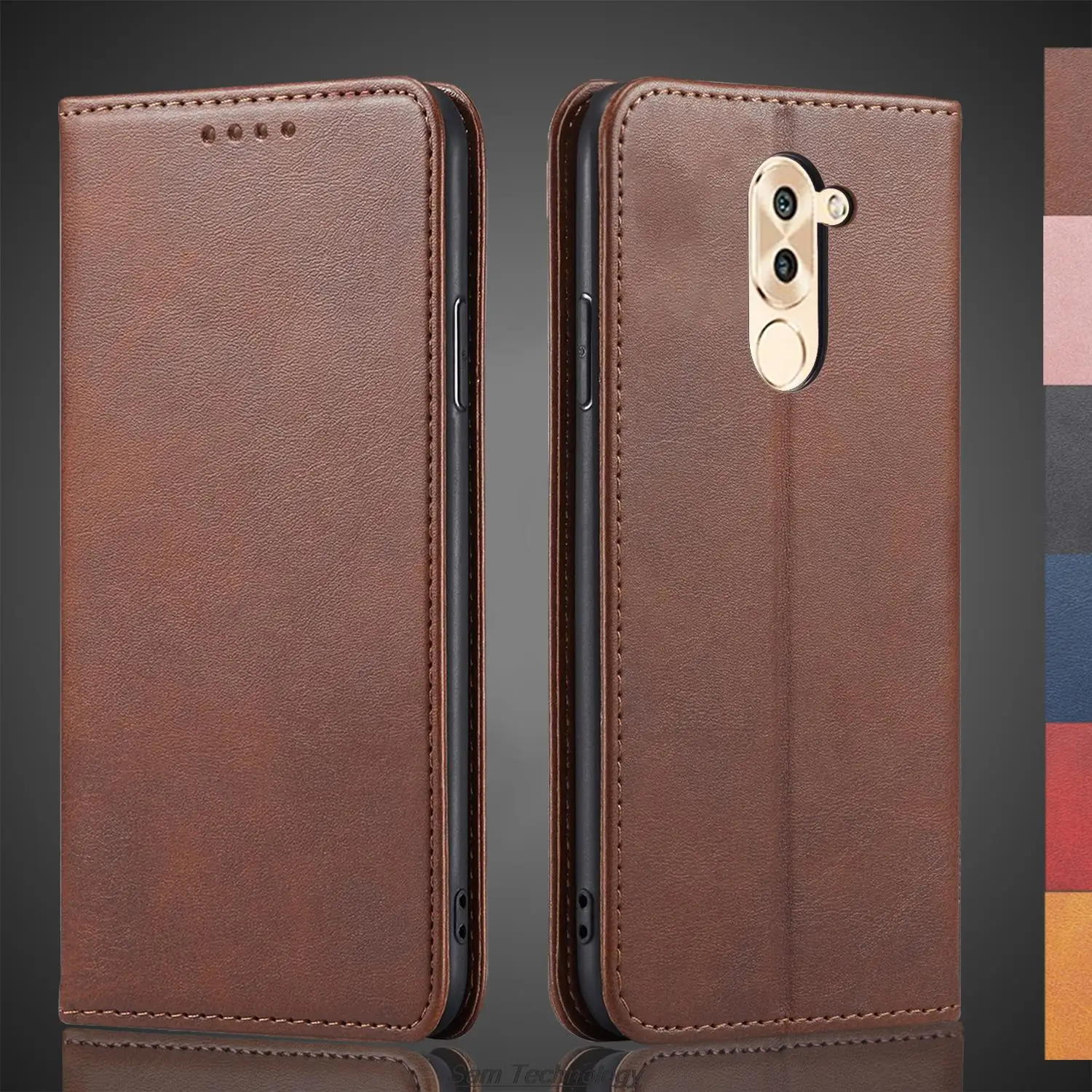 Funda de cuero con atracción magnética para Huawei Honor 6X / Huawei GR5 2017, funda con tapa, cartera, bolsas para teléfono, Fundas Coque