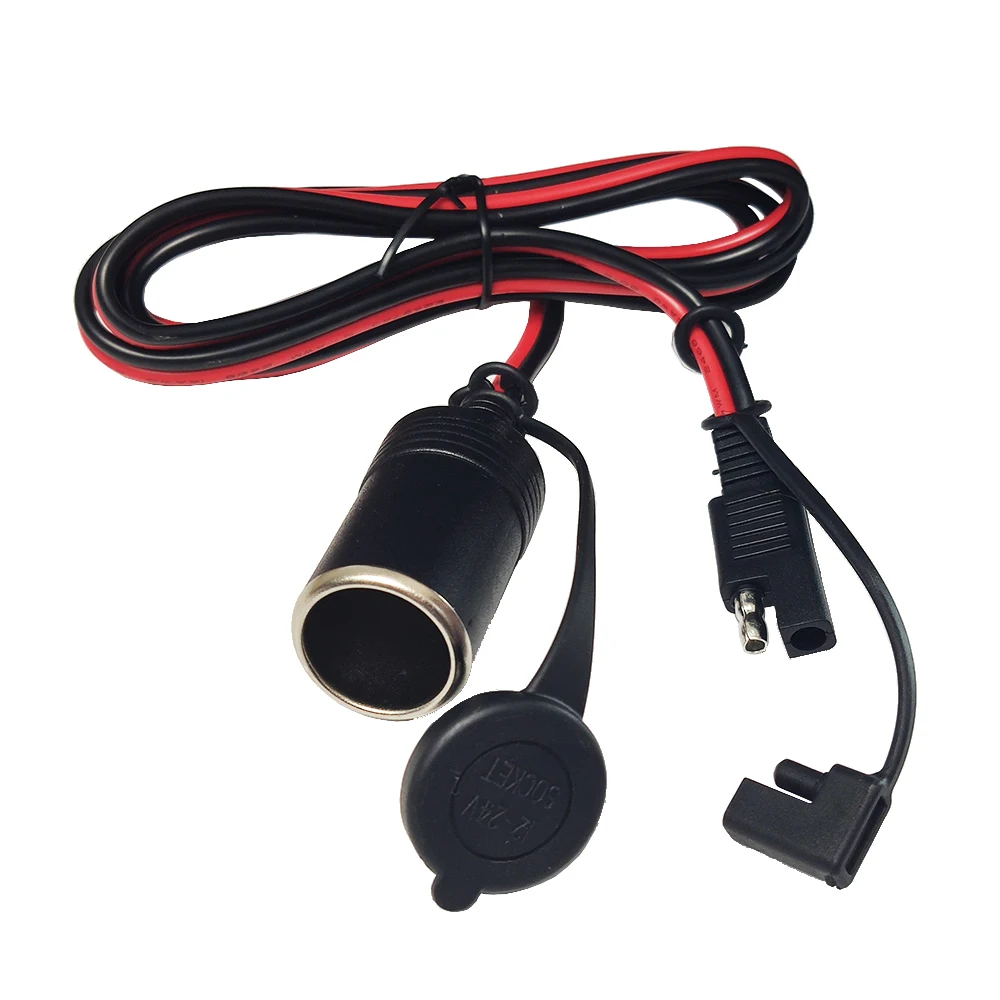 SAE Cigar Lighter Socket Cable 2 pin SAE to Female Cigarette Lighter Cord 14AWG Car Chargers 12V-24V Bike Power Extension Cable