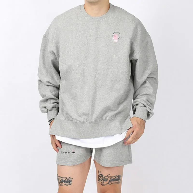 

Men Hoodie Pullover Loose Casual Streetwear Workout Fitness Clothing for Men Crewneck Sweatshirt Embroidery