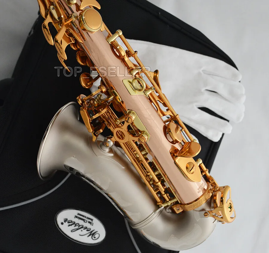 

customized Curved Soprano saxophone rose brass Body sax satin nicke bell WSS-656 2025