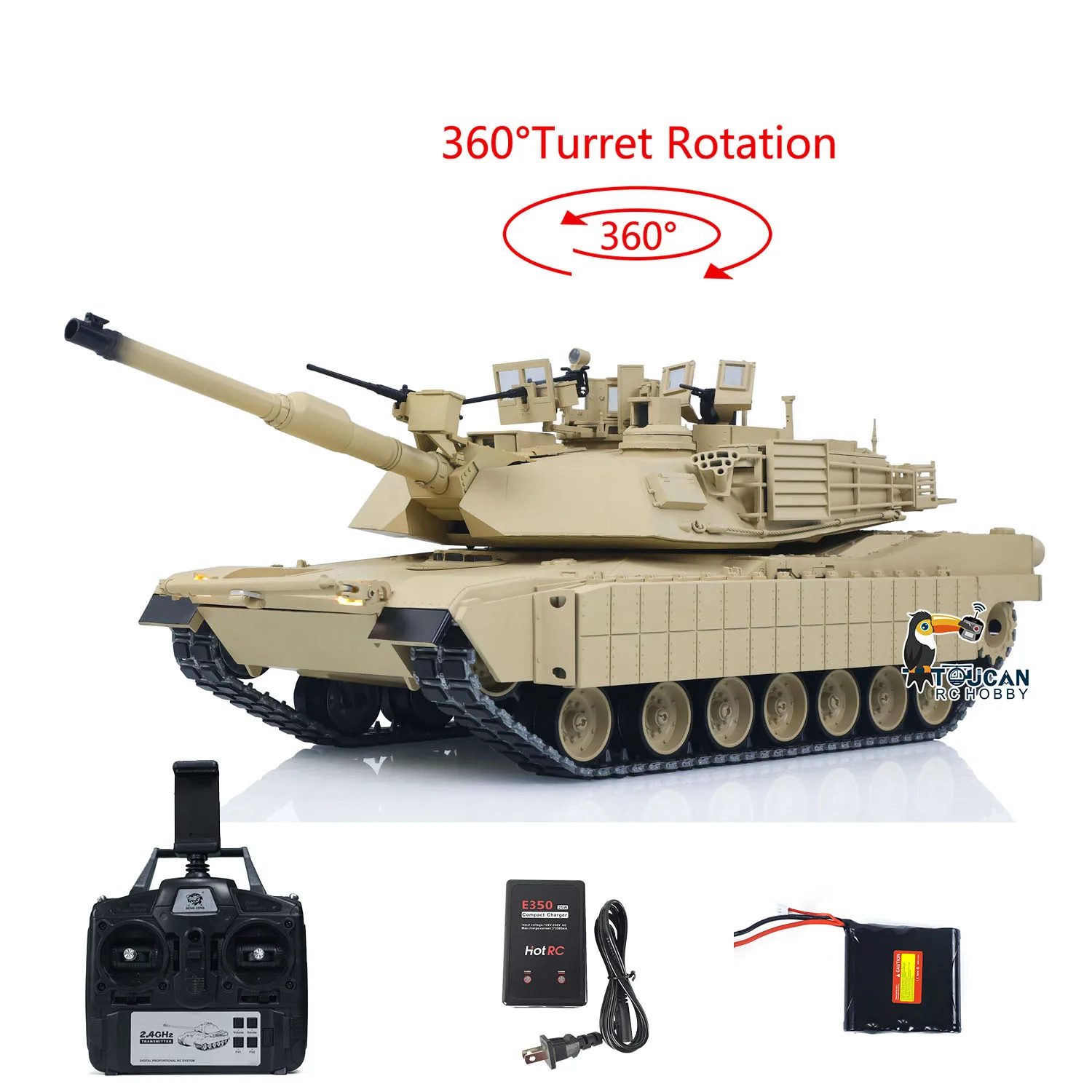 1/16 toucan metal rc tanque m1a2 abrams ir corrente dupla condução caixa de velocidades barril recuo elevação 360 torre rotação fumaça rtr