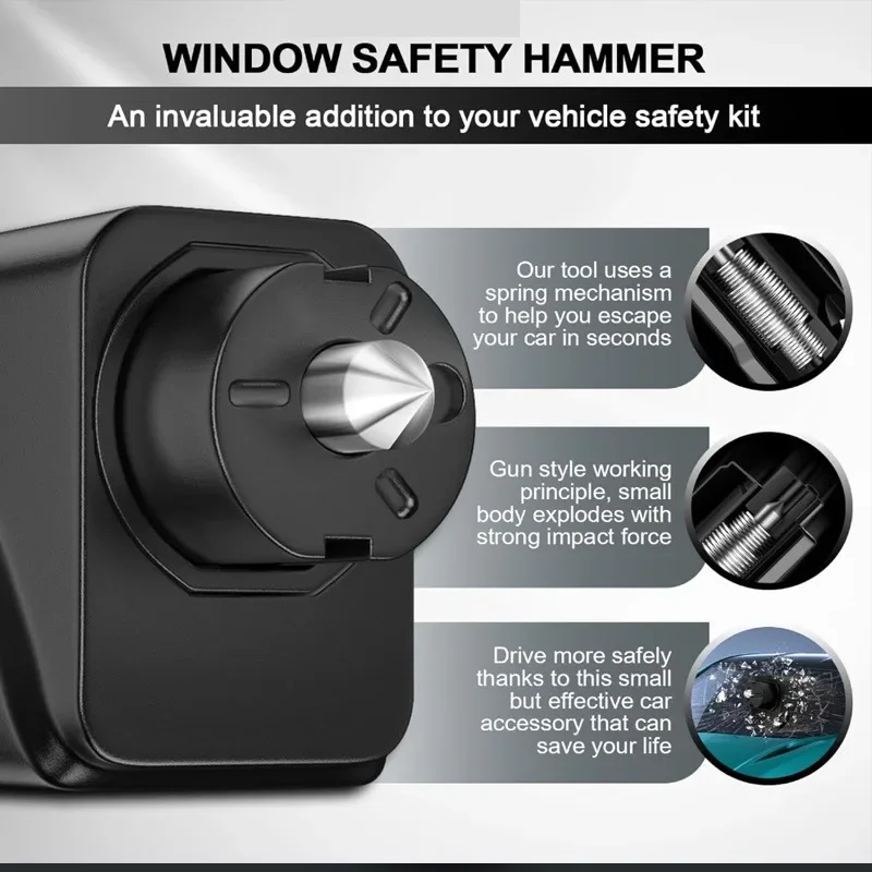 Safety Hammer Car Emergency Rescue Kit Key Chain Knife Life Saving Seat Belt Cutter Window Breaker Glass Emergency Hammer image 3