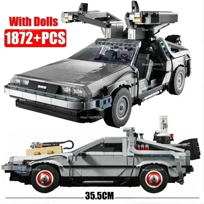  1872PCS Back To The Future Time Machine DeLorean DMC-12 Building Blocks Construction Car Model Bricks Toy Gifts Compatible 10300 